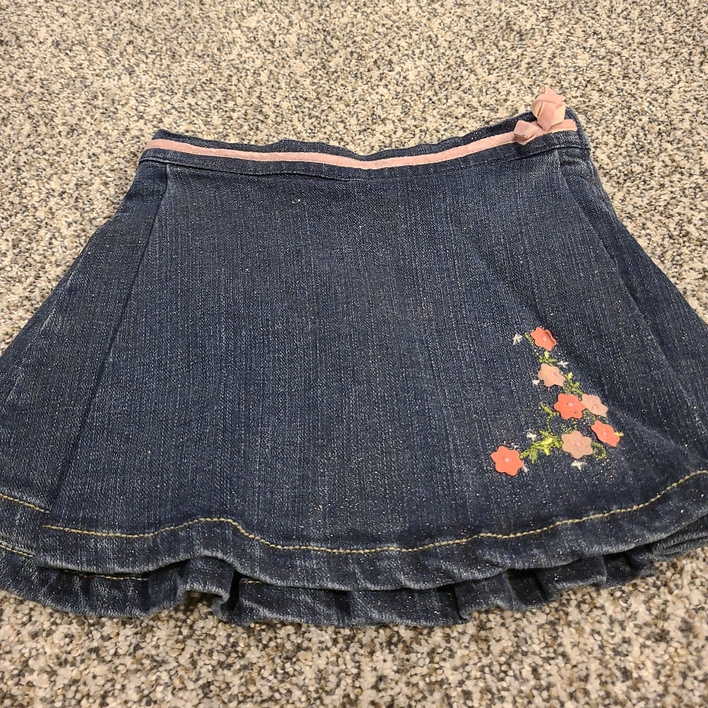 NWT Disney Store Floral Glitter Jean Skort Size 4
